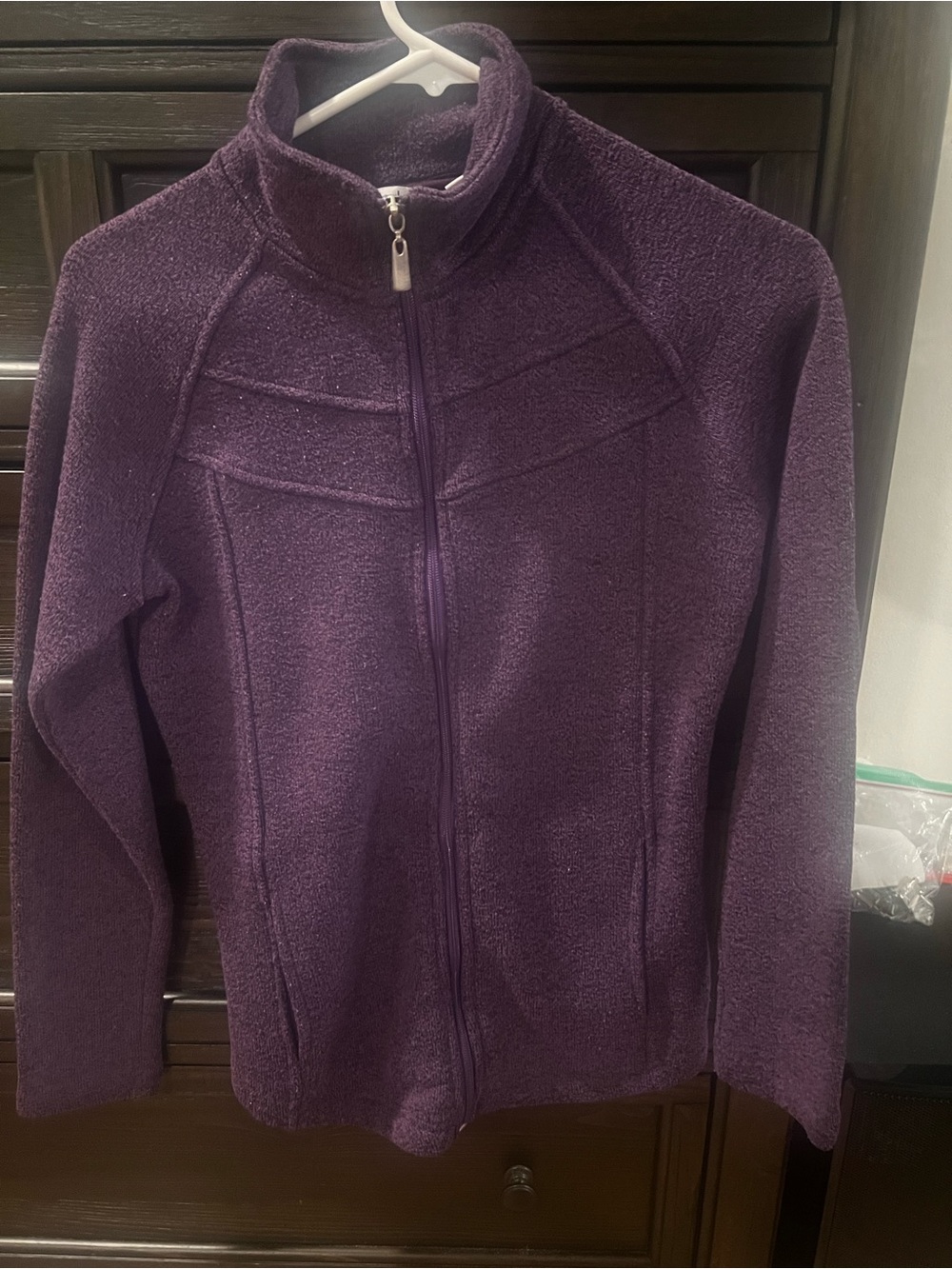 Indigo Women's Deep Purple Teddy Fleece Full-Zip Jacket